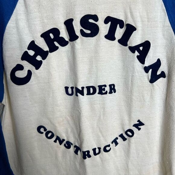 American Vintage 80s Raglan Christian Shirt Medium - Picture 3 of 5